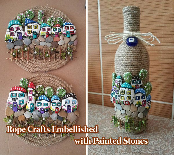 Rope Crafts Embellished with Painted Pebbles