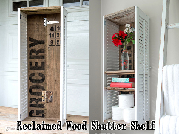 Create a reclaimed wood old sign shutter shelf