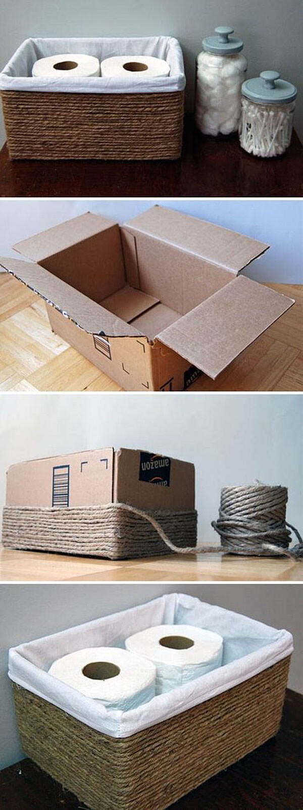 recycle a cardboard box into TP basket