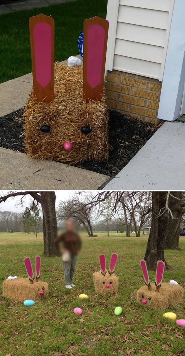 Easter Bunnies Made Out of Hay