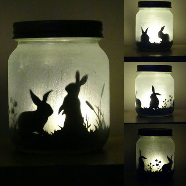 bunny silhouette jar light