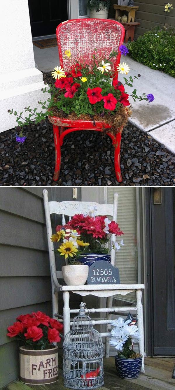 Old Chair into a Darling Flower Pot