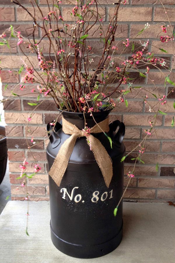 Flower and Branch Milk Can