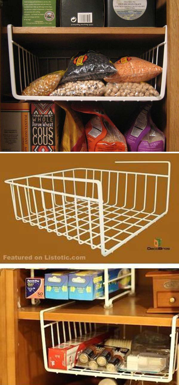 Under Shelf Basket Wrap Rack