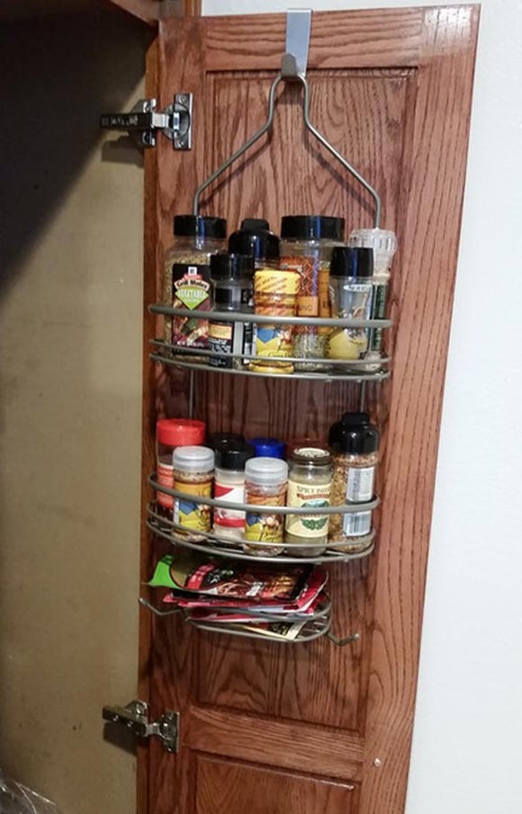 Reuse a shower caddy for pantry hanging storage