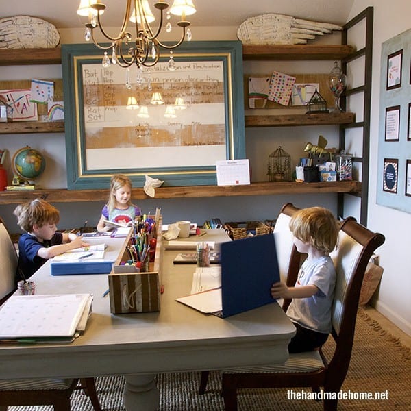 Kids Work Space and Big Wall Storage Shelf