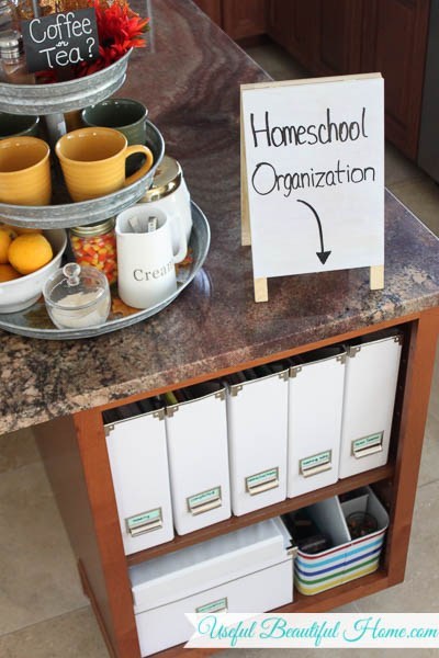 Use kitchen cubbies to store curriculum