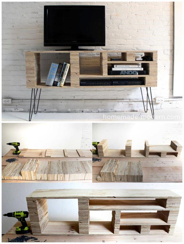 DIY Plywood Media Console